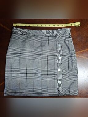 J.O.A. Black & White Plaid Button-Front Mini Skirt